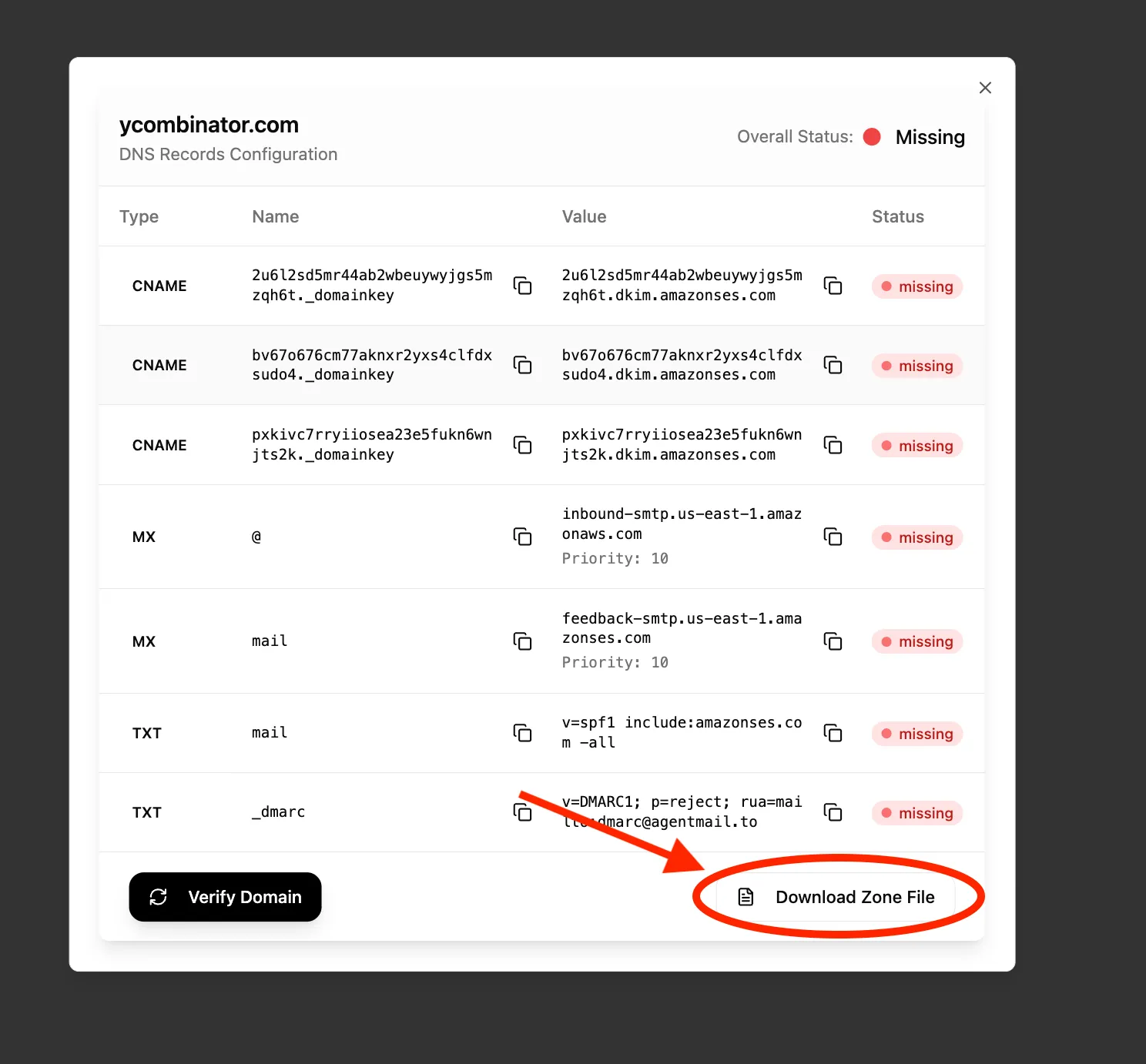 Download BIND Zone File from Console